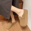 Sandálias Birkenstock forradas com pelúcia para mulheres, tamancos fechados antiderrapantes de sola grossa, estilo coreano moderno para outono e inverno 2026, sapatos quentes de algodão