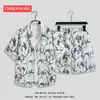 Camisa de Flores Hawaianas Traje de Playa Verano Delgado Sanya Viaje Pareja Hombre y Mujer Talla Grande Pantalones Casuales Sueltos