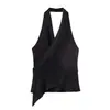 Para Comércio Exterior Transfronteiriço Europeu e Americano Roupas Femininas Aliexpress Mais Vendidas Verão Simples Versátil Textura de Cetim de Seda Top com Decote Halter
