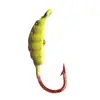 Anzol de pesca com cabeça de chumbo em formato de minhoca, 6 cores, 1,1g, micro anzol colorido para pesca no gelo, isca artificial macia para peixes.