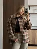 Chamarra Camisa a Cuadros Europea y Americana de Amazon para Mujer, Nueva de Primavera y Otoño Casual de Longitud Media Holgada Adelgazante Prenda Exterior Superior