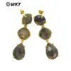 WT-E689 Estilo Chino Retro Estilo Corte Atmosférico Tres Joyas Colgante Geométrico Largo Pendientes para Falda de Suéter
