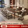 Novo conjunto de mesa de chá e cadeiras em estilo chinês de nogueira, apresentando estética da Dinastia Song, adequado para salas de estar e casas, com uma mesa de chá de madeira maciça de alta qualidade e uma cama Luo Han