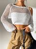 Tops Ultravazados Femininos Transfronteiriços Roupas Europeias e Americanas Sexy Que Deixam a Barriga à Mostra Blusas de Lã Vazadas Casuais da Moda Casacos