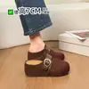Otoño Boken 2026 Pantuflas Perezosas Pantuflas Para Mujer Nueva Ropa Exterior Media Slip-on Suela Gruesa Aumentador de Altura Punta Cerrada Casual