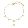 Tobillera con Diseño de Estrella de 26 Letras Transfronteriza Europea y Americana, Cadena para Tobillo de Cobre, Moda Exquisita, Casual Versátil para Mujer
