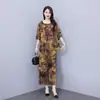 Novo Conjunto de Algodão e Seda de Manga Curta para Meia-idade e Idosos Roupa Externa Feminina Roupa de Verão para Mãe Algodão Artificial Tamanho Grande Conjunto de Duas Peças