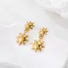 Pendientes de Acero Inoxidable Brillantes con Diseño de Sol Transfronterizos, Broqueles que No se Desvanecen, Pendientes de Moda Versátiles de Alta Gama, Nuevos Estilos de Otoño e Invierno