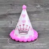 Chapéu de Bolo de Aniversário Festa Aniversário Infantil Meninos e Meninas Chapéu de Pelúcia com Bola Chapéu de Papel Feliz Aniversário Tamanho