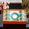 Juego de Tazas de Café de Cerámica de Lujo Ligero, Juego para el Té de la Tarde Estilo Británico para el Hogar, Juego de Regalo de Taza y Platillo Naranja de Alta Estética, Transfronterizo