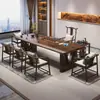 Juego de mesa de té y sillas de madera maciza, estilo minimalista moderno, adecuado para el hogar, la sala de estar o la oficina, con un diseño inspirado en el Zen para disfrutar del té