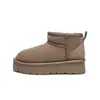 Botas de neve femininas populares para o inverno com forro de pelúcia, novo modelo 2026, botas curtas de sola grossa que aumentam a altura para uso ao ar livre