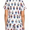 Pijama de Manga Curta com Estampa de Urso de Desenho Animado Selecionado Cuidadosamente para Comércio Exterior Transfronteiriço para Mulheres, Conjunto de Roupa de Casa de Verão, Pijama Estilo Europeu e Americano