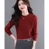 Suéter Curto Feminino Patchwork de Renda Moda Outono/Inverno 2026, Malha Jovem, Top Camada Base, Tendência