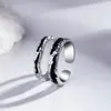 Anel Sombra Vintage Masculino e Feminino Design de Nicho Ins Vento Frio Cola Preta Gotejada Textura Irregular Anel Aberto