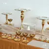 Estilo Old Money Suporte de Display Dourado para Sobremesas Rack de Exibição Casamento de Inauguração Intervalo para Chá Refeição Fria Suporte de Bolo Bandeja Mesa de Exibição de Sobremesas Rack
