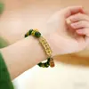 Pulsera de Dinero de los Cinco Emperadores Estilo Nuevo Pulsera de Ágata Imitación Pulsera de Ágata Verde para Mujeres Nuevo Estilo Chino Cuentas de la Fortuna Calabaza Atractora de Riqueza