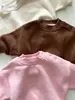 Moletom de Lã Personalizado de Fábrica para Crianças, Solto, para Meninos e Meninas, Estiloso, Cor Sólida, Outono Inverno, Aconchegante, Casual