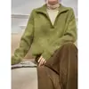 Suéter de Punto Mohair Verde con Cuello en V, Se Puede Usar como Prenda Exterior o Capa Base, Nuevo Invierno 2025 para Mujer, Top Suave y Acogedor
