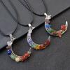 Collar colgante de chakra de cristal Chakela estrella de cinco puntas Luna accesorios de ropa al por mayor venta caliente transfronteriza