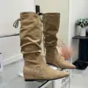 Botas de felpa de caña alta que aumentan la altura por debajo de la rodilla 2026 Nuevo Estilo Coreano Otoño Botines Elegantes de Moda Botas para Mujer