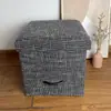Taburete de Almacenamiento de Madera para el Hogar con Tela, Taburete para Mesa de Comedor, Taburete Plegable Multifuncional con Patas de Madera, Taburete de Sofá con Almacenamiento