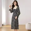 Vestido Longo Estilo Floresta de Fada Retro Francês 2026, Acinturado, Emagrecedor, Comprimento Médio, Estampa Floral, Roupa Feminina de Outono