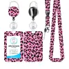 Porta-Crachá Black Pink Estampa de Leopardo em Estoque com Frete Grátis, Porta-Crachá Retrátil com Conjunto de Cordão, Porta-Crachá de Trabalho, Porta-Crachá de Identificação, Porta-Cartão de Ônibus