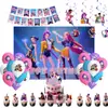 Novo Grupo de Meninas Caça-Bruxas da Amazon Tema Kpop Decoração de Festa de Aniversário Tecido de Fundo Bandeira de Aniversário Inserção de Balão