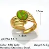 Anillo Yusen de Acero Inoxidable con Piedra Natural Europea y Americana Joyería de Mano para Mujer Nicho Lujo Accesible Anillo de Acero de Titanio que No se Desvanece Joyería Transfronteriza