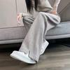 [2471] Pantalones para Mujer Otoño e Invierno Nuevos Pantalones de Pierna Recta Cintura Alta Engrosados Pantalones para Mujer Patrón Espiga Terciopelo Pantalones de Pierna Ancha