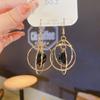 Nuevos pendientes de moda con múltiples anillos de cristal negro para mujer, de estilo coreano de alta gama, con personalidad, combinables, elegantes, delgados y modernos.
