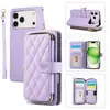 Adecuado para iPhone 18 Pro Max Funda de Cartera con Cremallera Patrón de Diamante Samsung S26 Ultra Cubierta Protectora Anticaídas