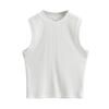 YPFF Moda Feminina Estilo Europeu e Americano Roscado Slim-fit Gola Redonda Sem Mangas Casual Esportes Base Top Curto Colete