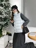 Chaleco acanalado de algodón ligero con grafeno para mujer, nuevo estilo invierno 2026, negro, adelgazante, cuello alto, prenda exterior cálida