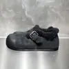 Zapatos de Felpa Estilo Europeo para Mujer 2026 Invierno Nuevos Mocasines Casuales Retro de Cuero Europeo
