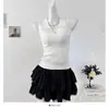 Chaleco de Punto Sin Mangas con Cuello Solapa y Giro Estilo Deseo Puro para Mujer, Nuevo Top Corto Ajustado Verano 2026 Ropa para Mujer