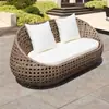 Combinación de Sofá de Mimbre para Exteriores Balcón Patio Muebles de Mimbre Exterior Exterior Exterior Jardín Ocio Impermeable Sillón de Sofá Ocio