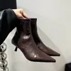 Botas de Tacón Alto Fino con Punta Elegante Chuyuji para Mujer, Nuevo 2026 Versátiles Slip-On de Cuero Suave Elástico para Tobillo