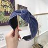 Estilo coreano Novos acessórios de cabelo de qualidade Estilo coreano Tecido jeans Linha dupla brilhante Listrado Nó médio Torção Faixa de cabelo de aba larga para mulheres