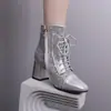Botas Talla 2023 Estilo Nuevo Botines Cortos Plata Transfronterizo Clásico para Mujer Cruz Roja Transfronterizo Clásico para Mujer Adulto Pedir