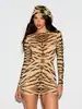 Vestido de malla transparente con estampado de tigre, superventas transfronterizo europeo y americano para mujer, corte ajustado, que realza la figura, vestido bodycon estilo chica playera sexy