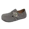 Sapatos Birkenstock Retro de Camurça para Mulheres 2026 Nova Primavera Fivela Slip-On Versátil Casual Mocassins