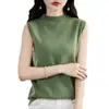 Chaleco Cruzado de Media Altura sin Mangas para Mujer, Estilo Delgado, Nuevo Estilo de Verano, Suéter Elegante, Top de Punto Adelgazante