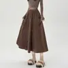 2026 Nuevo Estilo Elegante Falda Plisada para Mujer, Moda Otoñal de Cintura Alta Plisada Versátil Larga A13551