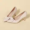 Zapatos de Tacón Alto de 9 cm para Mujer con Tacón Fino Nuevos 2026 Primavera y Otoño Zapatos de Salón de Charol con Lazo y Punta Fina Zapatos Profesionales de Trabajo