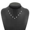 N12742 Collar Gargantilla de Encaje con Perlas de Imitación Estilo Retro Oscuro Transfronterizo Choke R Collar con Cadena Metálica Personalizada y Borla