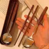 Palillos y Cucharas con Forma de Ala de Pollo de Color Caramelo, Imitación de Madera Cilíndrica, para Estudiantes para Llevar su Propio Juego de Cubiertos al Salir