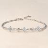 Pulsera de Trébol de Cuatro Hojas de Joyería de Moda Zhenrong para Mujer, Moda de Estilo Japonés Coreano, Pulsera con Forma de Corazón con Incrustaciones de Diamantes, Joyería de Mano Plateada