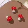 Lindos Cuentos de Hadas Estéreo Paraguas Rojo Hongo Colorido Pendientes DIY Bolsita para Pendientes Cadena para Teléfono Móvil Accesorios Colgantes